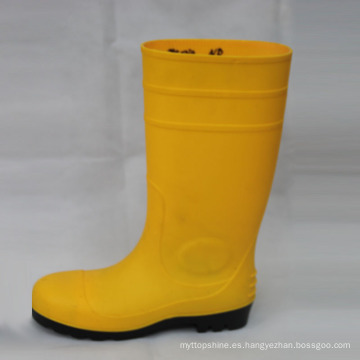 Botas de lluvia amarillas (superior amarilla / suela negra).